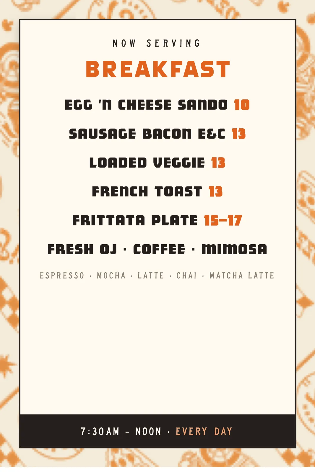 A-frame face 05 — Now Serving Breakfast